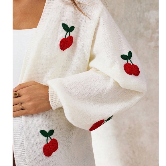 Maternity Cream Open Front Loose Fit Knit Cardigan - Picture 6 of 6